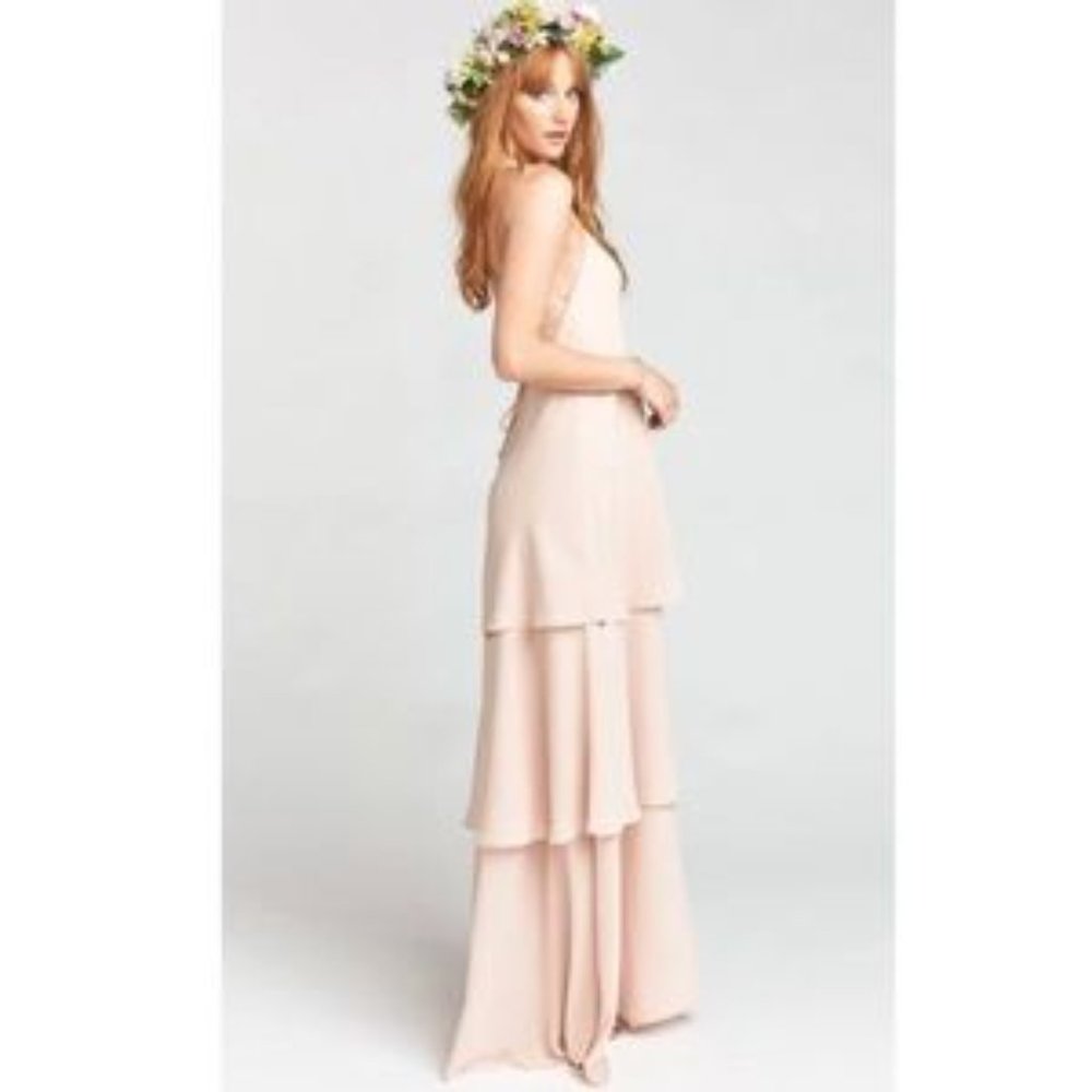 NWT SHOW ME YOUR MUMU Calypso Ruffle Blush Gown - Picture 2 of 12